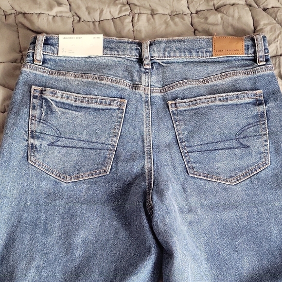 American Eagle Outfitters High Waisted Stovepipe Crop Jean In Dark Dreams - Picture 4 of 6